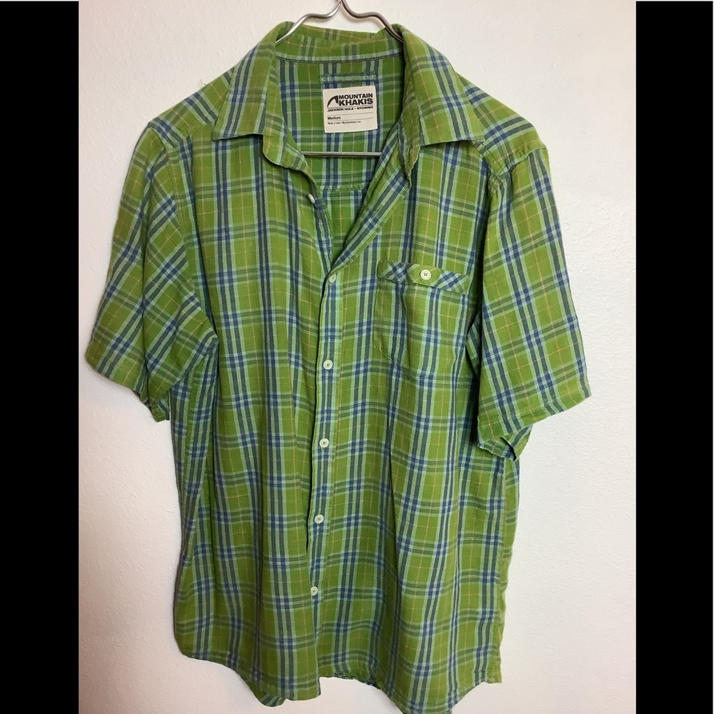 Mountain Khakis Cotton Short Sleeve Button Down Shirt (Men's Medium) Green